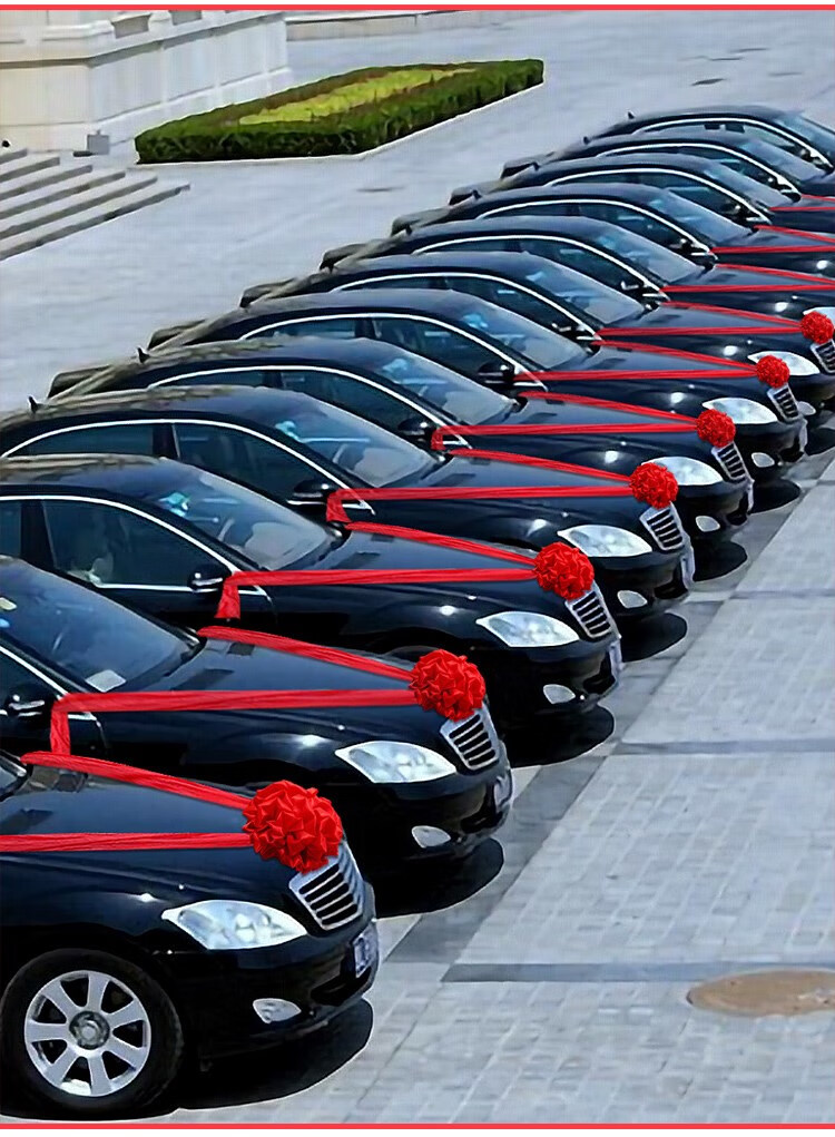 婚车装饰车头 副车 婚礼大红花新店婚车装饰纱幔纱花球婚庆用品副婚