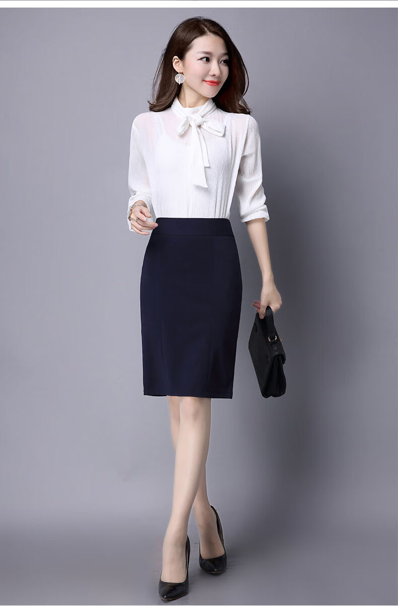 职业新品春秋工作群职业裙子开衩半身裙女直筒包臀短裙黑色及膝一步裙