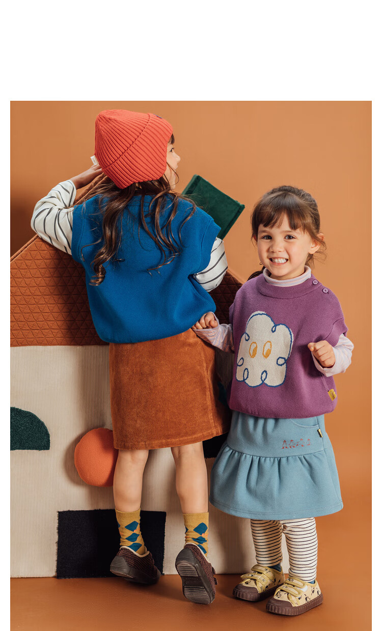 Papapapa Autumn Winter Baby Boys and Girls Knitted Pullover Sweater Vest Children's Purple 100 cm 25