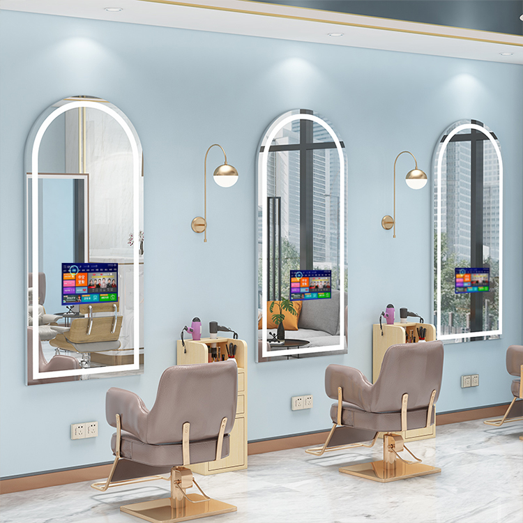 卉芸冉安卓系统智能镜理发店发廊挂墙镜台美发镜带电视多媒体镜台 兔