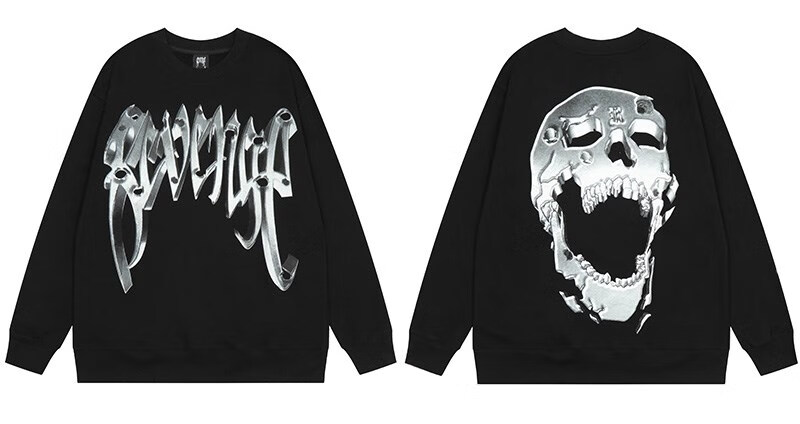 revenge卫衣套头毛圈布小众潮牌美式高街骷髅头长袖圆领上衣外套 骷髅