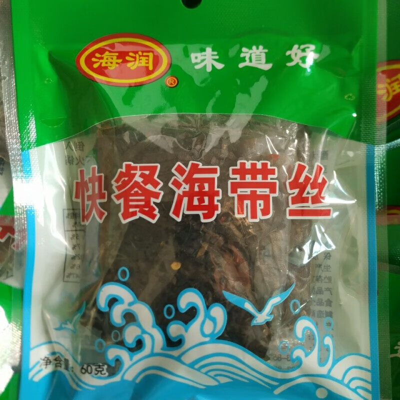 海润快餐海带丝开袋即食干海带丝山东日照产60g20袋图片色