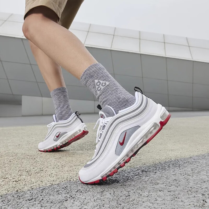 耐克nike男鞋air max 97 white bullet 银白红 气垫缓震 休闲跑步鞋