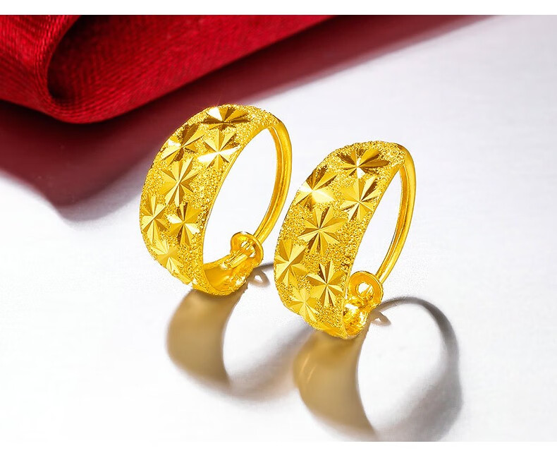 9足金黄金耳环 女卓悦珠宝 中老年妈妈礼物 大气款 母亲节送礼物 圆圈