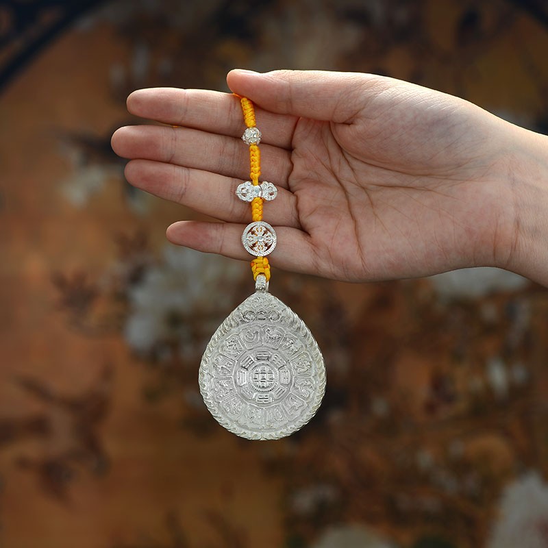 泰光银楼 足银九宫八卦银佛牌藏族藏饰腰间挂牌十二生肖汽车钥匙挂件