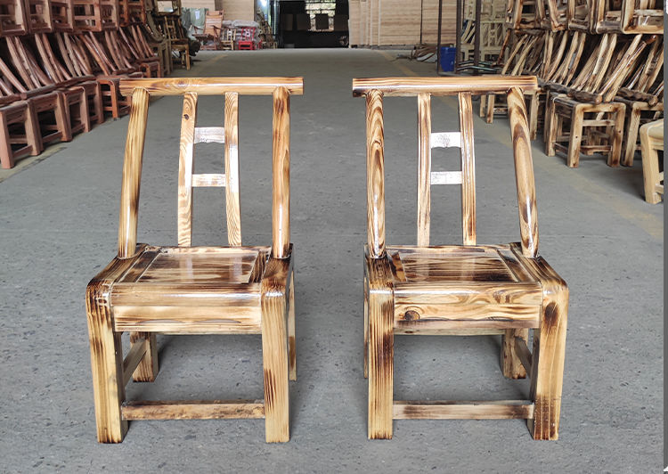 松木椅老式实木靠背椅农村家用喂奶椅木质椅凳农家乐碳化椅子定制松木