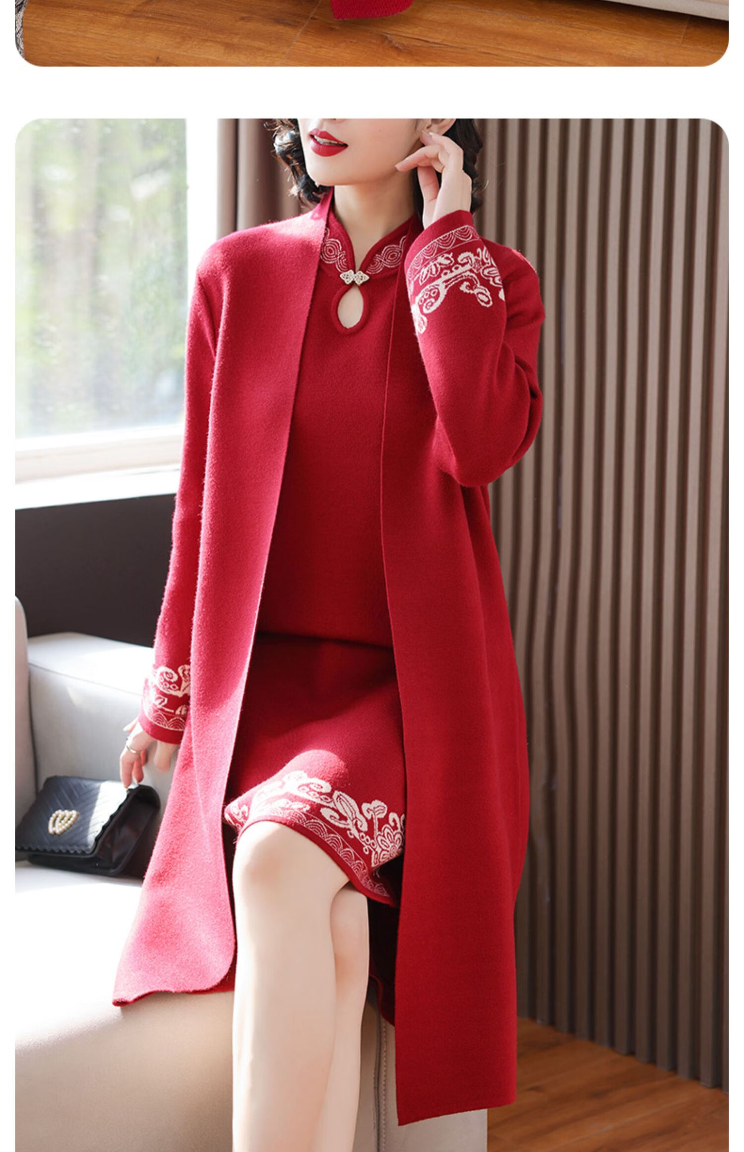 帕达曼 结婚婆婆妈妈服装秋装喜婚宴旗袍连衣裙中老年女礼服两件套