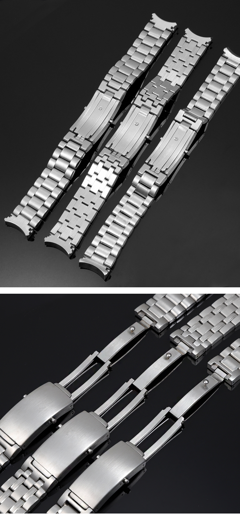 天文台海洋宇宙600手表带实心精钢表带20mm男手表配件三株款钢色22mm