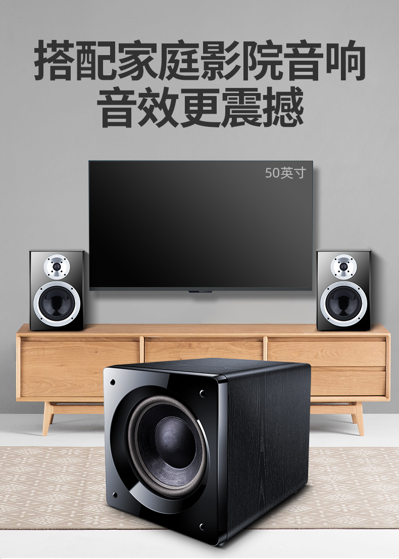 山水(sansui)sp4-10 低音炮 10英寸木质有源低音炮 200w功率 家庭影院