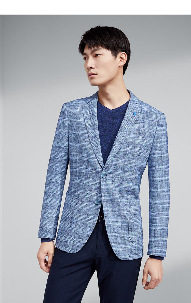 hla海澜之家时尚格纹休闲西服2020春季新品儒雅绅士外套男hwxad1q002a