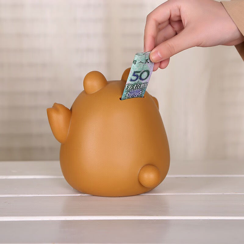 存钱罐卡通招手动物只进不出儿童摔不烂恐龙储蓄罐女生男孩储钱罐f