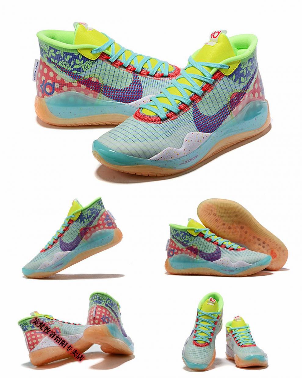 杜兰特12代 kd12黑白实战篮球鞋男学生黑水泥糖果癌 时尚配色 40