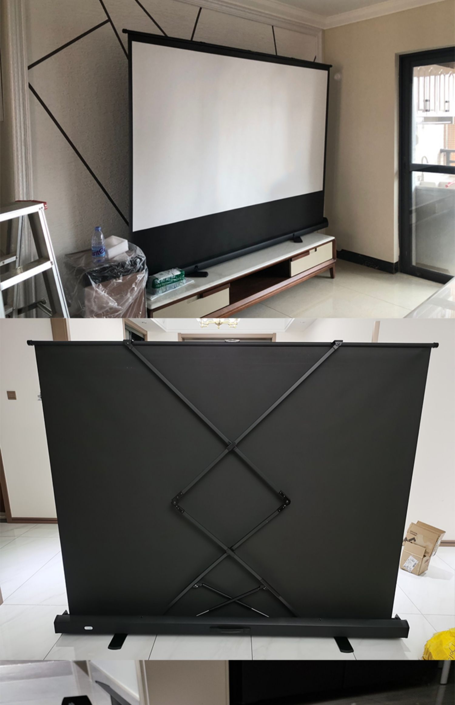 中国播掌门地拉幕布 投影幕布抗光80/100/120英寸家用桌面免打孔便携