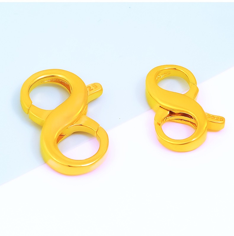 s925银扣手链项链接头卡扣连接扣弹簧扣diy配件双头开扣8字扣ys967