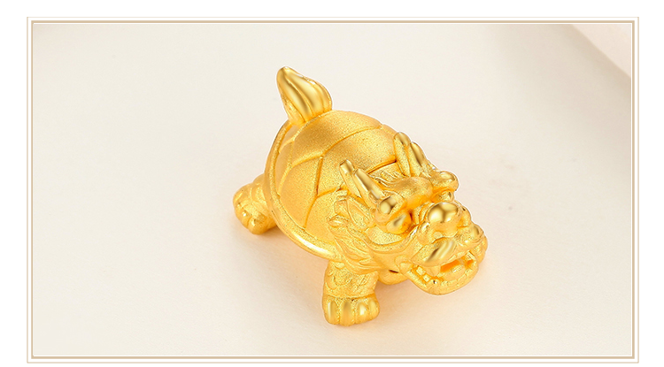 老凤凰【生日礼物】 3d硬金黄金龙龟转运珠足金999瑞兽龙龟串珠男女款