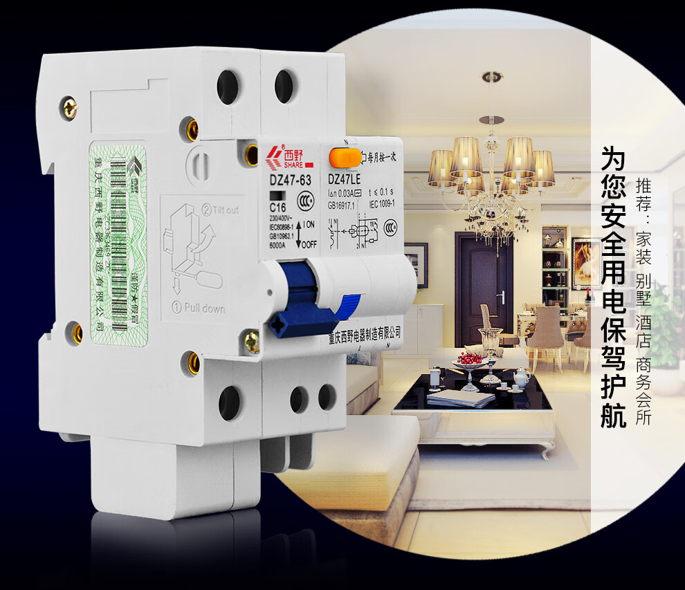 n10a~63a可選家用總閘總開關漏保開關斷路器 1p n-10a(帶漏電保護器)