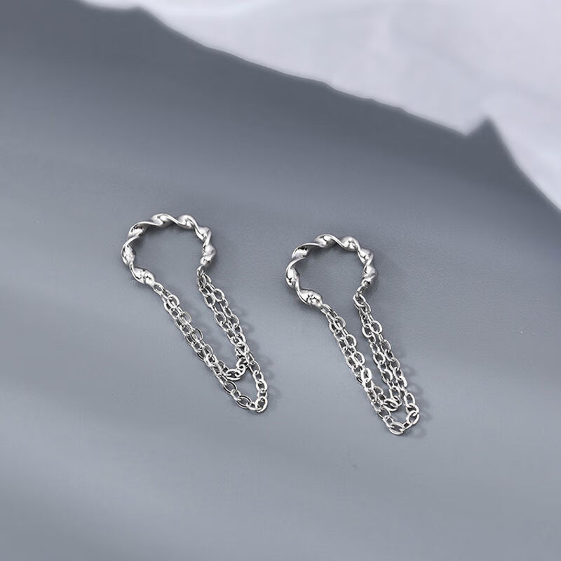 朋趣 长款无耳洞耳骨夹耳环女时尚酷百搭潮流ins日韩编织麻花无痛耳夹