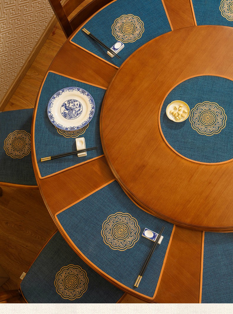 华幔盛庭新中式扇形餐垫酒店餐盘垫餐具垫防烫隔热垫高档家用圆桌餐桌