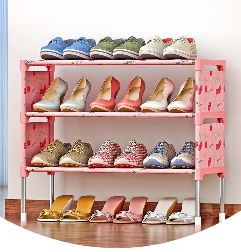 索尔诺鞋架简易家用鞋柜出租房收纳置物鞋架宿舍门口门外组合多层寝室客厅拖鞋架k124 幸运樱桃