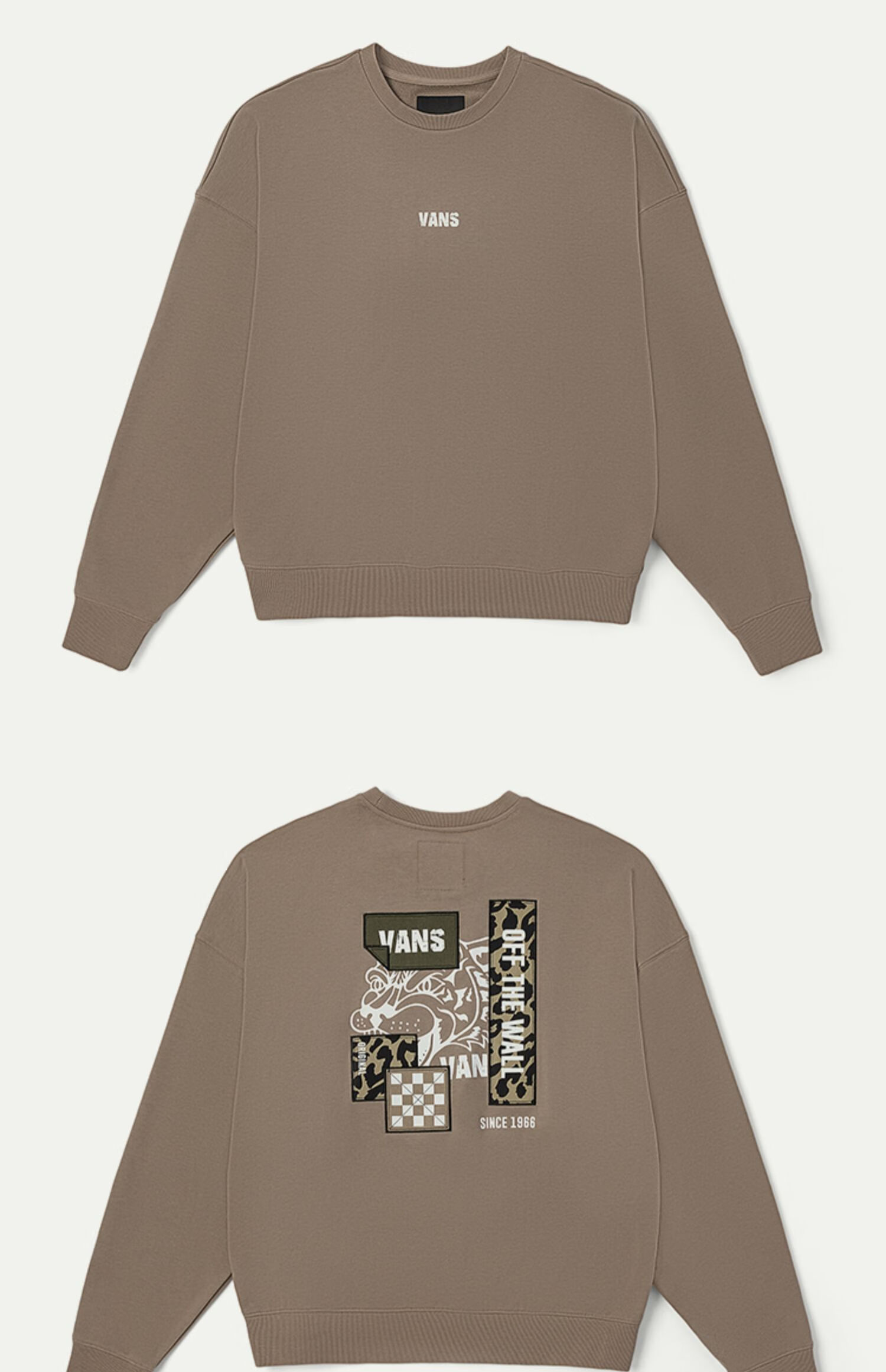 万斯(vans) vans范斯情侣套头卫衣浅褐色拼接印花图案 浅褐色 xs