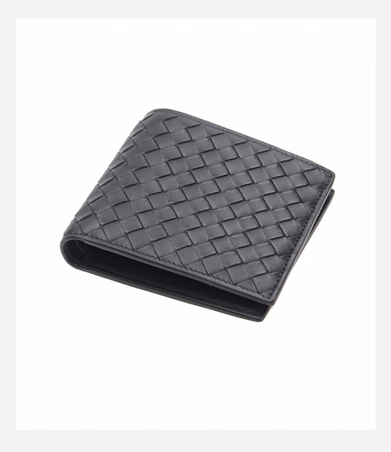 bottegaveneta宝缇嘉bv男士牛皮编织折叠钱包钱夹黑色113993v465uf0