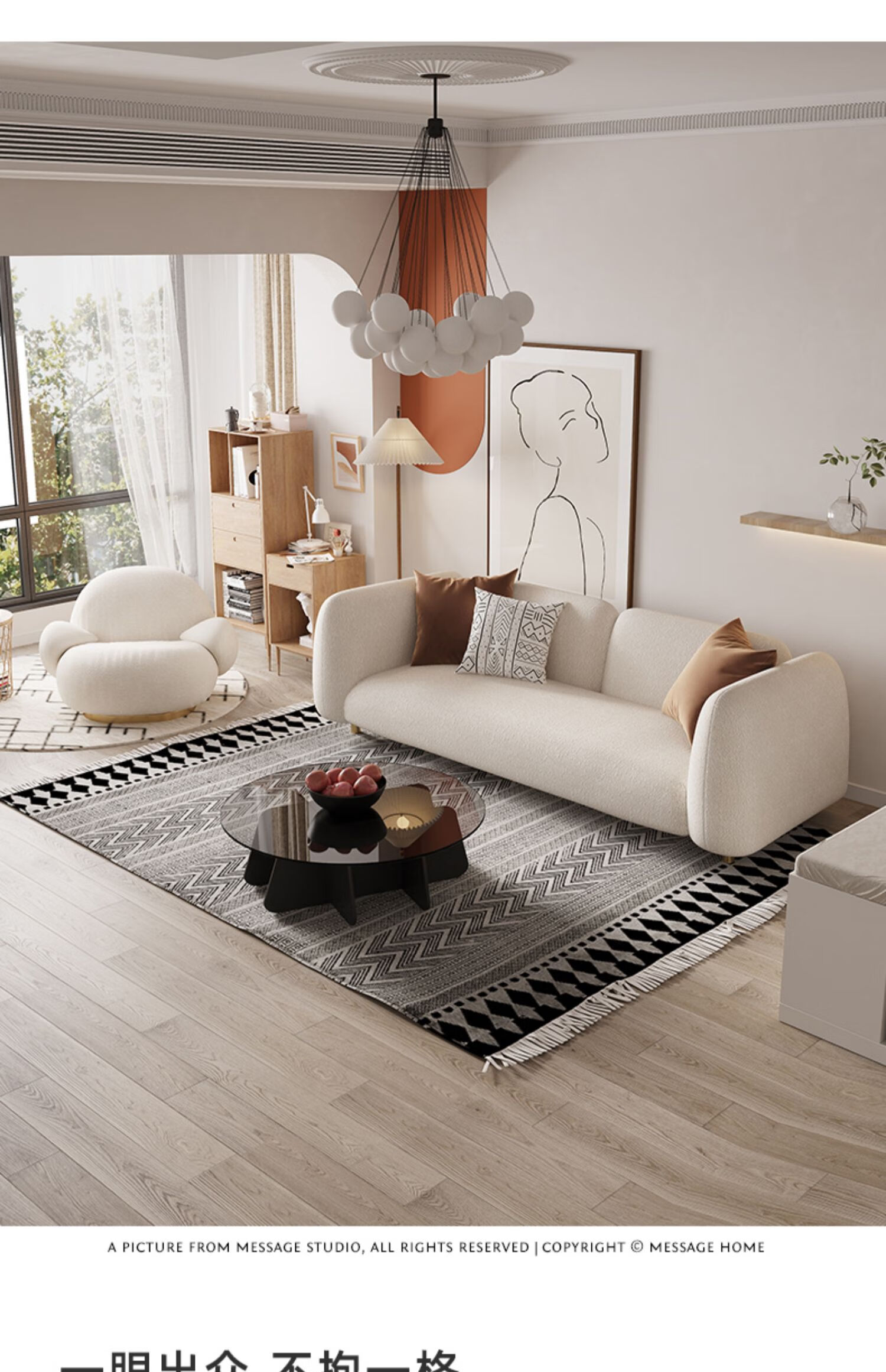 新款日式侘寂风布艺ins沙发现代简约客厅北欧休闲小户型双人沙发单人