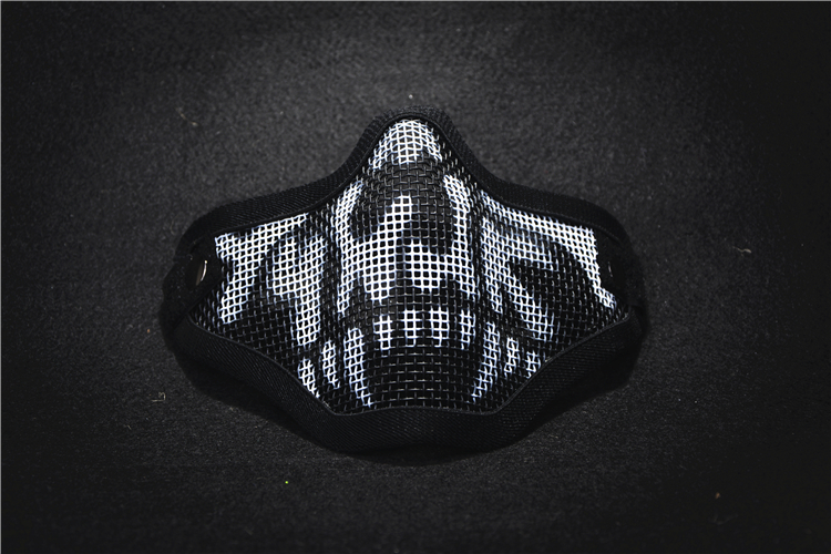 否 战术cf护嘴网迷彩户外双带半脸骷髅面具钢丝网面罩野战游戏防护罩