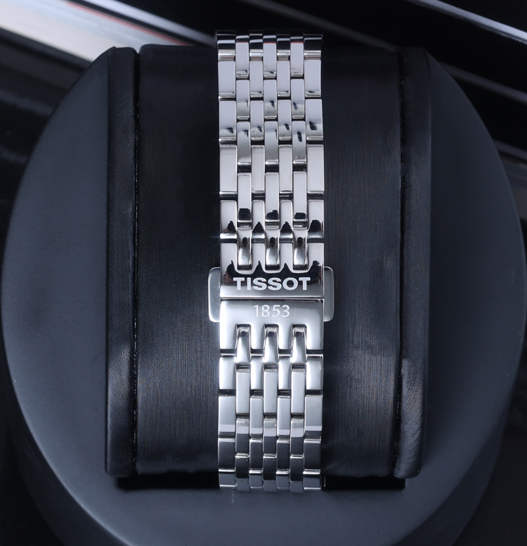 适用天梭1853表带力洛克t41t006407男钢带精钢表链女手表带 间金色