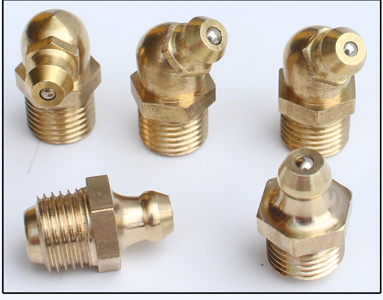 黄油嘴铜油嘴m6m8m10汽车油咀轴承油枪注油嘴挖机油嘴油嘴头 加厚10x1