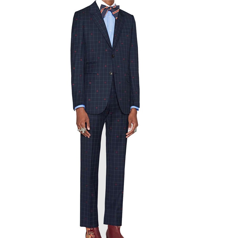 孔雀翎gucci古奇男士套装简约修身舒适全面格纹印花小图案印花百搭 48