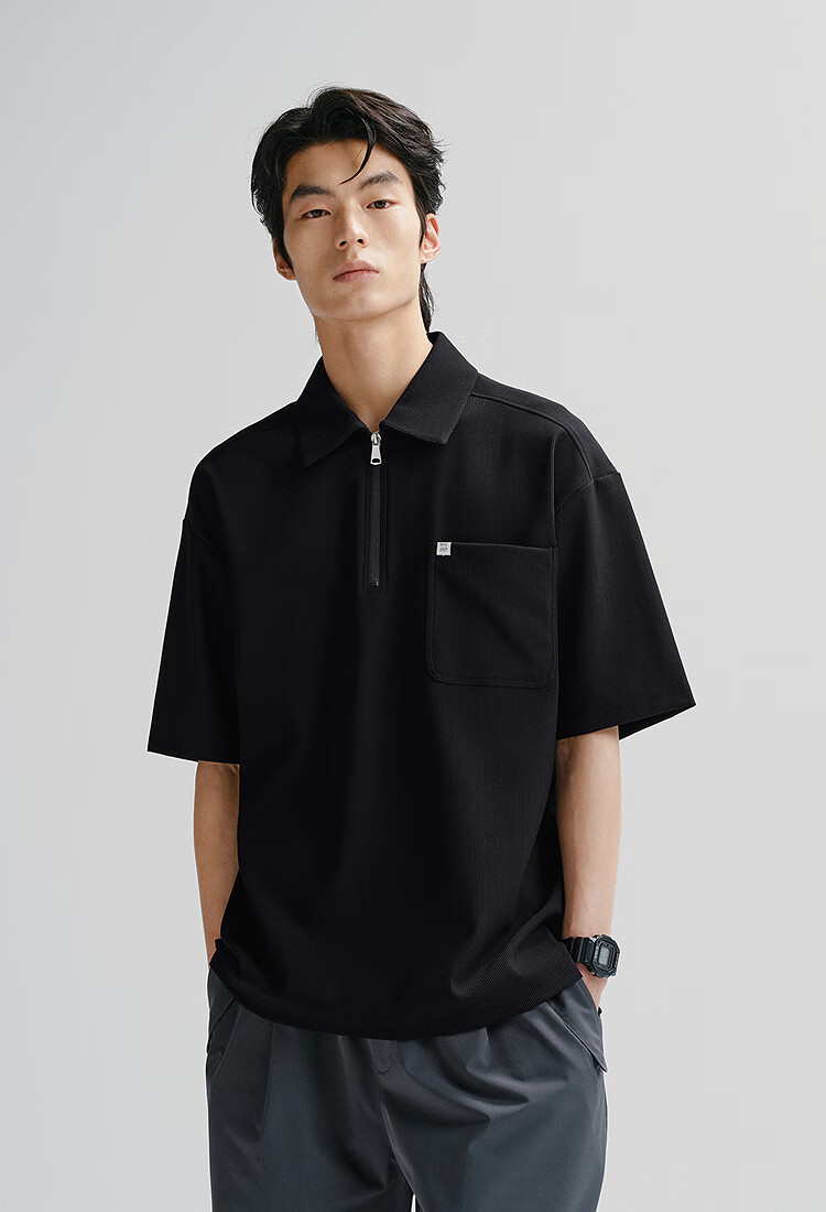 Taipingniao Men's POLO Shirt, Casual Textured Workwear Short Sleeve, Summer Men's Quality Simple Style, Black And Green, 2XL 6