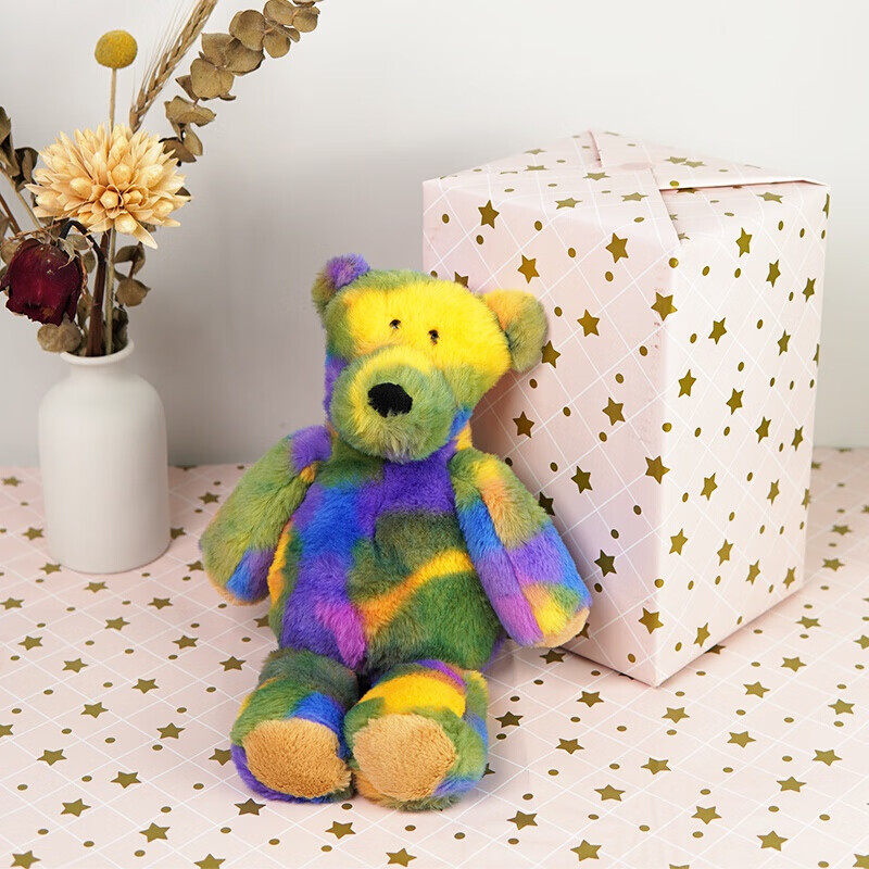 五彩熊小猪公仔可爱兔子七彩色布娃娃毛绒玩具玩偶男女生生日礼物