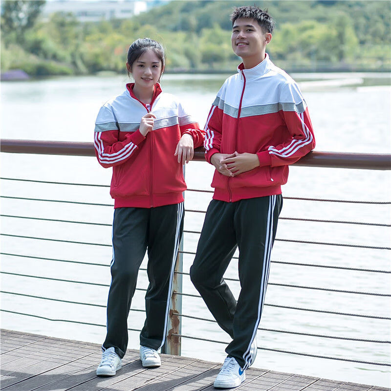 tzvh 中学生校服套装冬装冬季校服套装中学生加绒黑白三件套初中生