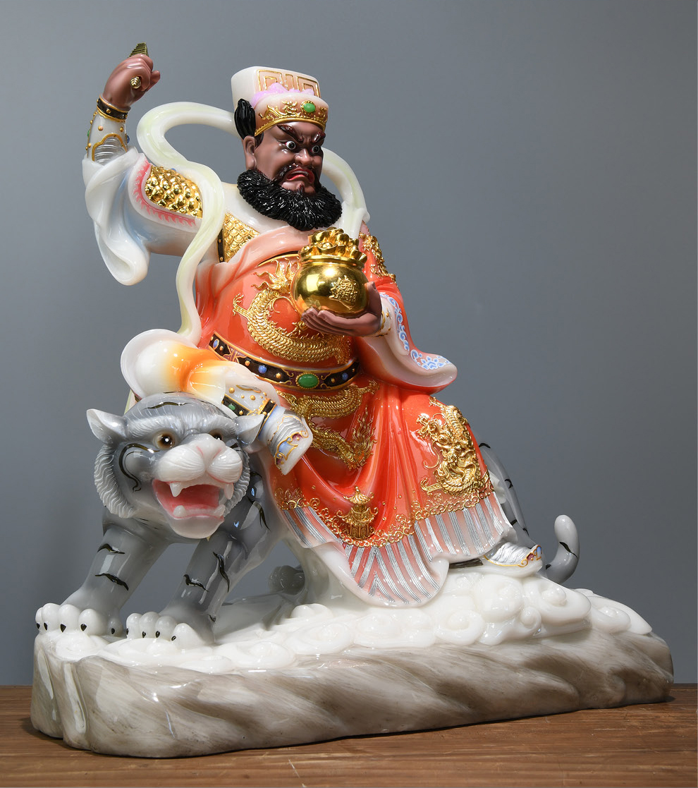 益心阁汉白玉武财神赵公明神像赵朗赵黑虎佛像赵元帅赵玄坛居家客厅