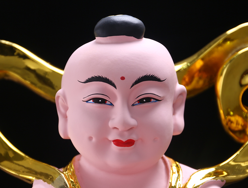 金童玉女摆件供奉家用善财童子龙女居家客厅树脂佛像童男童女 12英寸