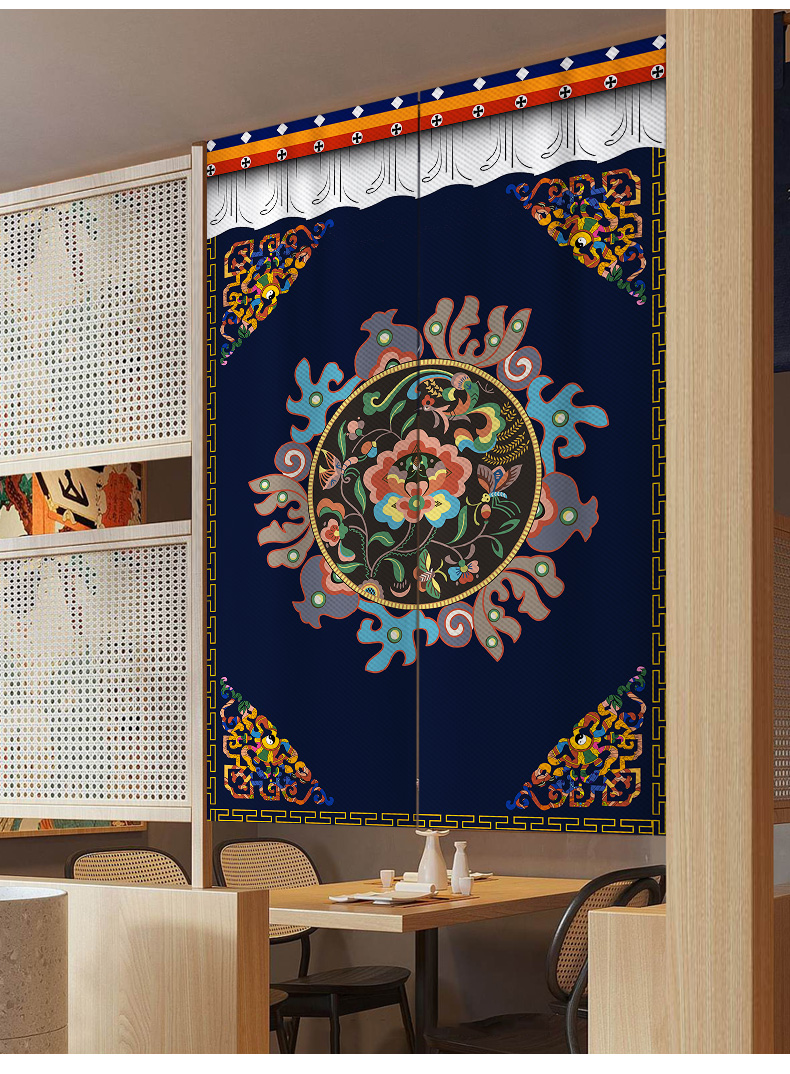 佛堂挂帘 八吉祥藏式藏族隔断帘卫生间佛龛佛堂神台遮挡门帘布艺挂