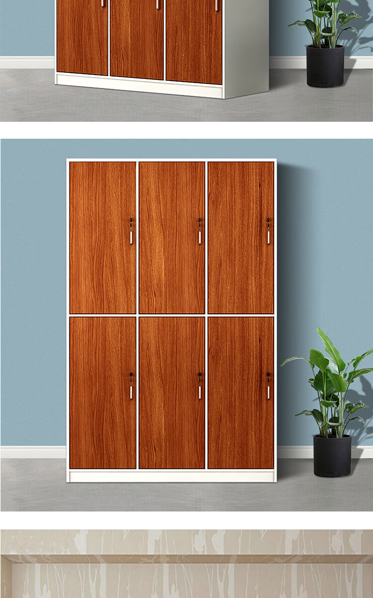 中伟木质更衣柜板式员工储物柜带锁鞋柜储物柜健身房游泳馆浴池浴室存