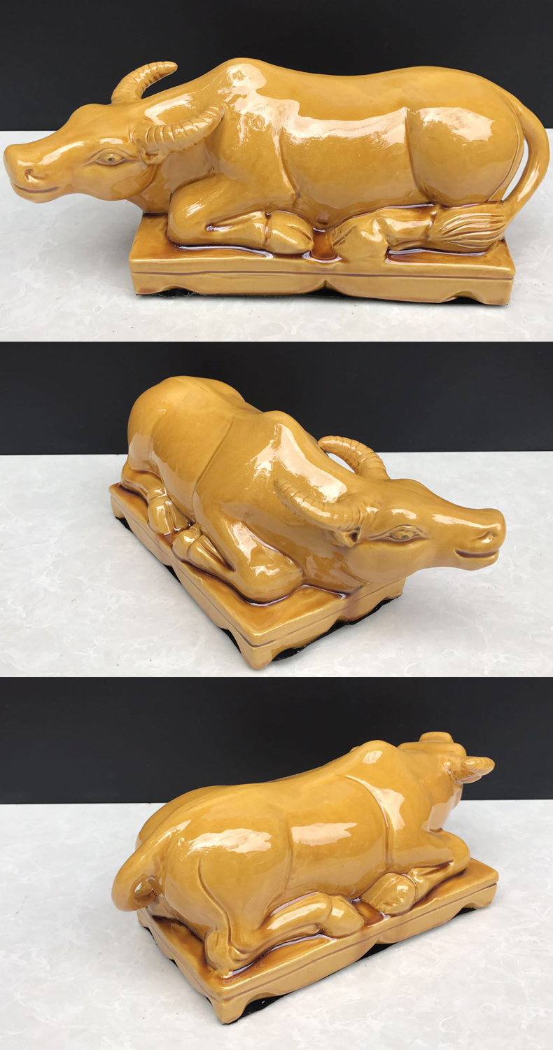 帕美居 陶瓷水牛黄牛耕牛家居用品瓷黄牛摆件厨房卫生间牛工艺品摆设