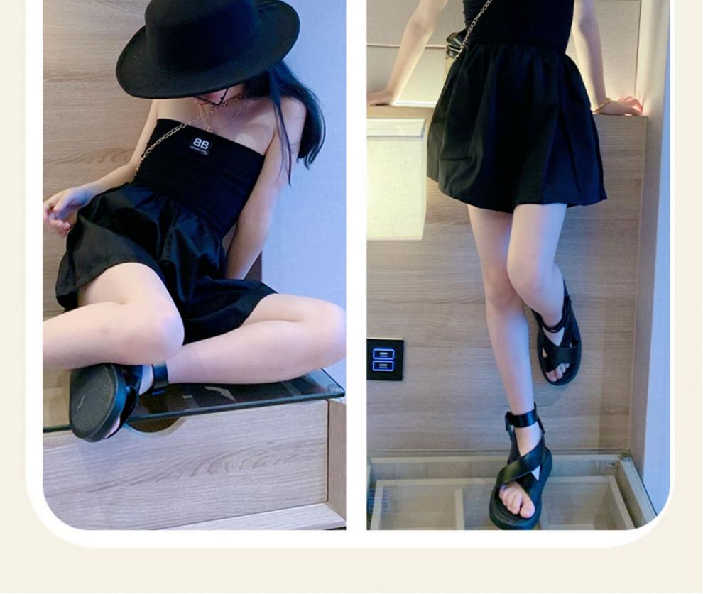 vhuisa女童连衣裙夏季洋气时髦女大童网红抹胸吊带裙儿童夏装炸街潮