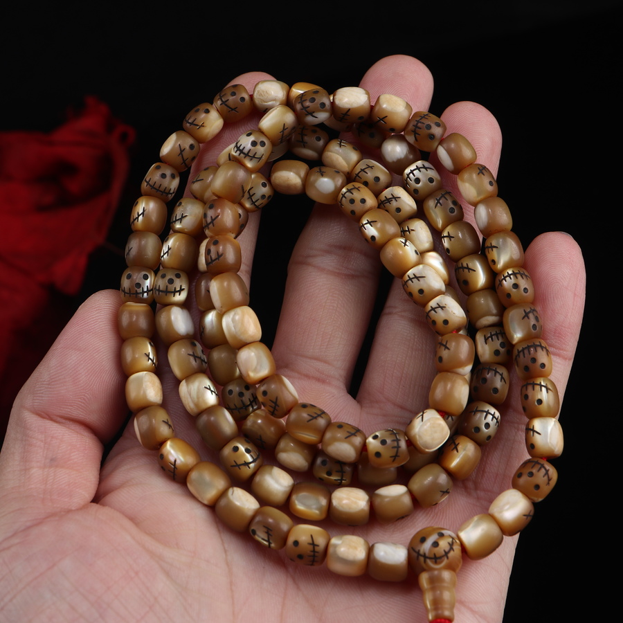 梵隅藏式雕刻尸陀林主阿呆鱼骨佛珠念珠108颗