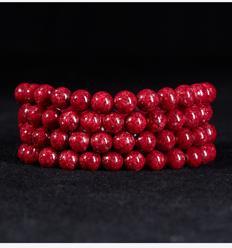 朱砂108颗透光佛珠手串晶体手链高含量原矿石男士女款 晶体砂108颗8mm