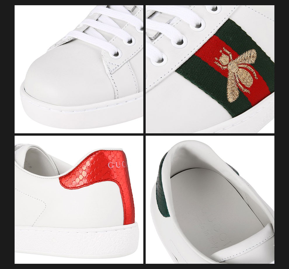 gucci古驰古奇男士经典小蜜蜂休闲鞋舒适百搭小白鞋男鞋42944602jp0