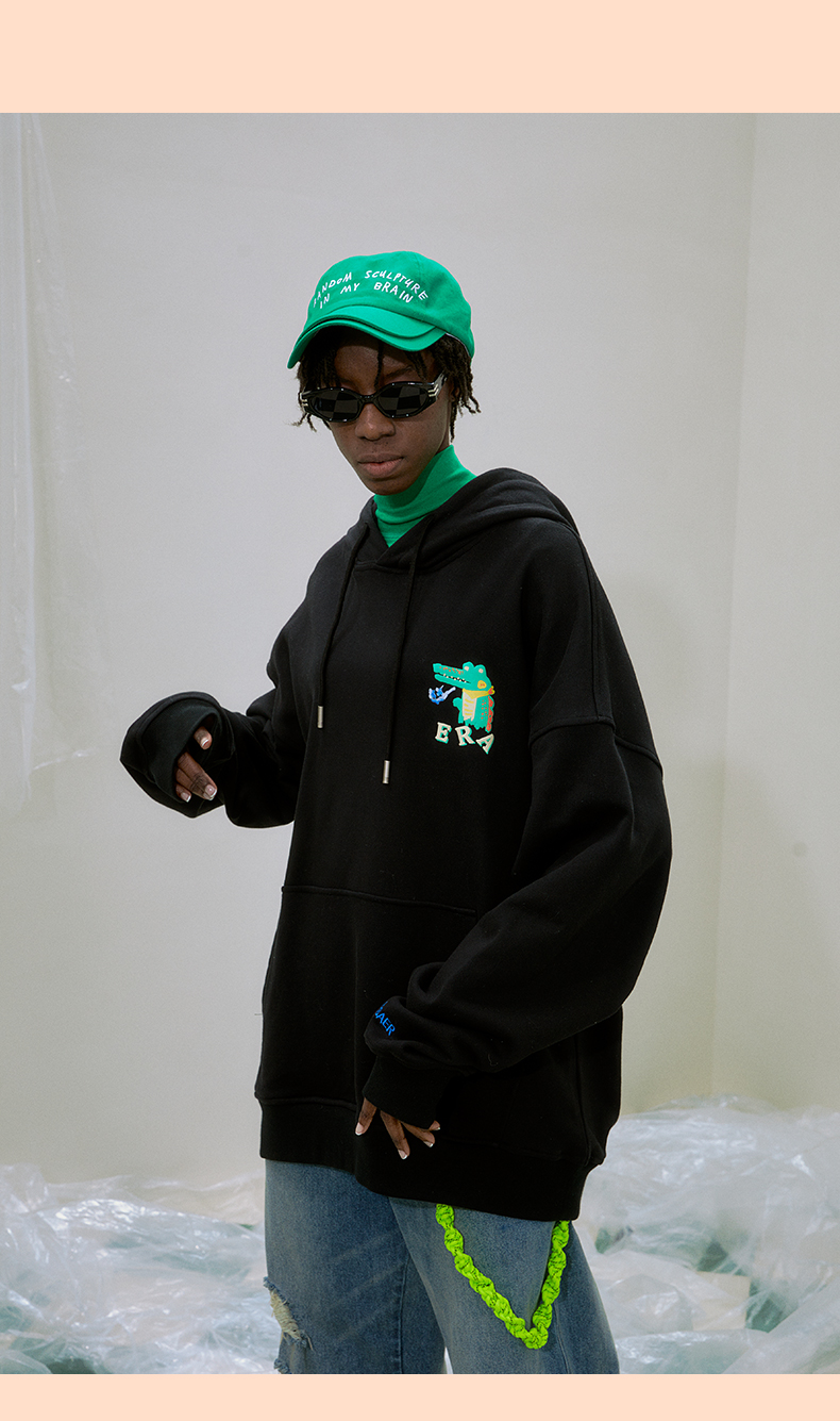 er笑脸卡通印花卫衣2022年宽松ins休闲街头国潮情侣百搭帽衫男女同款