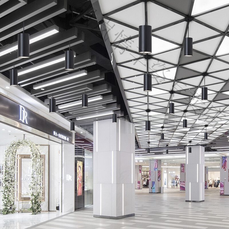 现代简约吊杆圆柱明装led长筒射灯饭店餐厅吊灯7wcob白光客厅筒灯3w