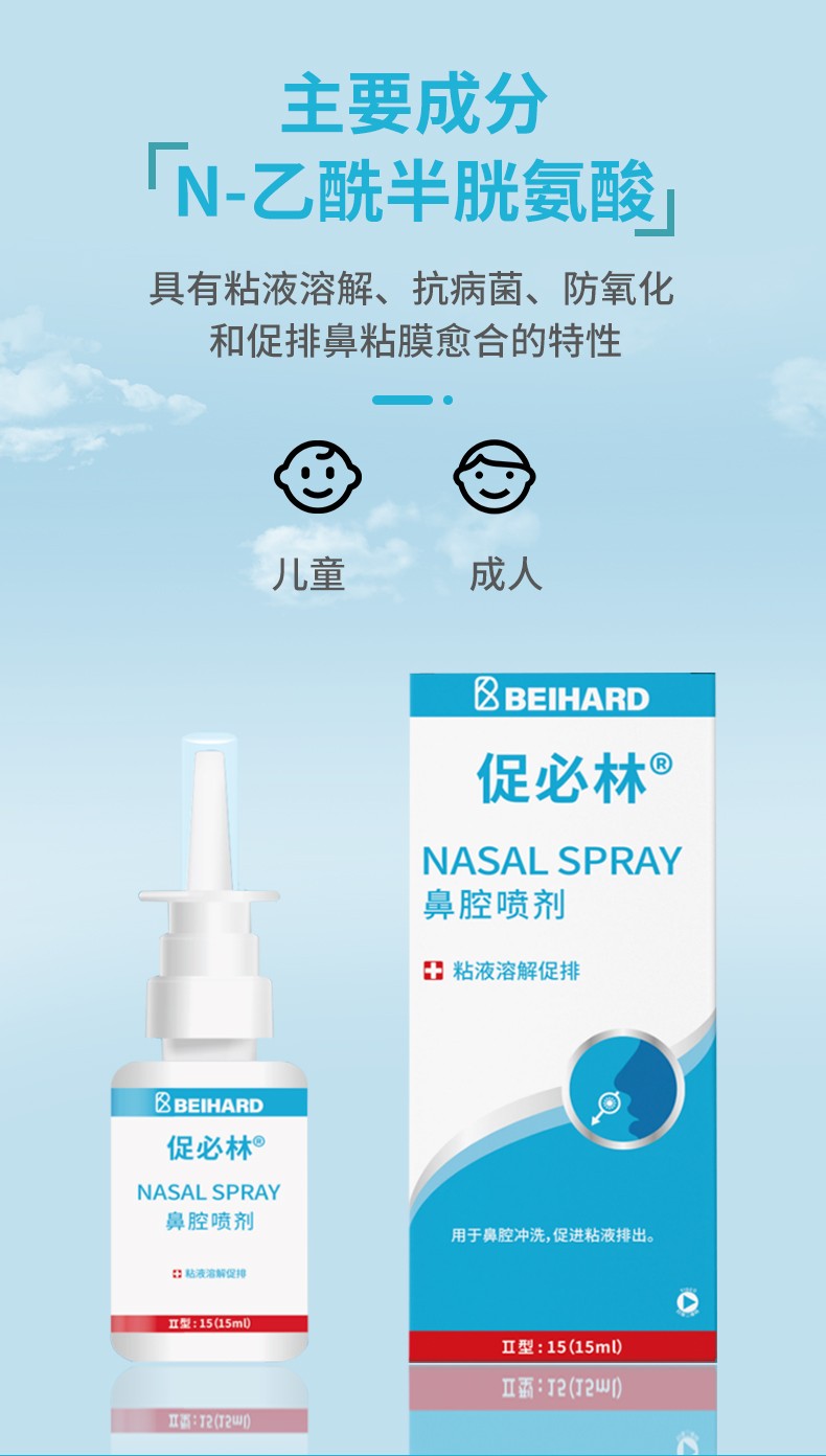 【药房同款】促必林 鼻腔喷剂敷料促进黏液排出鼻炎中耳炎 一盒【图片