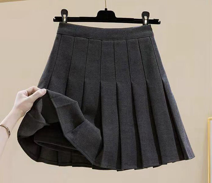 半截jk制服毛呢百褶秋冬子i超仙学生森系仙女学院风jk短半身 咖啡色