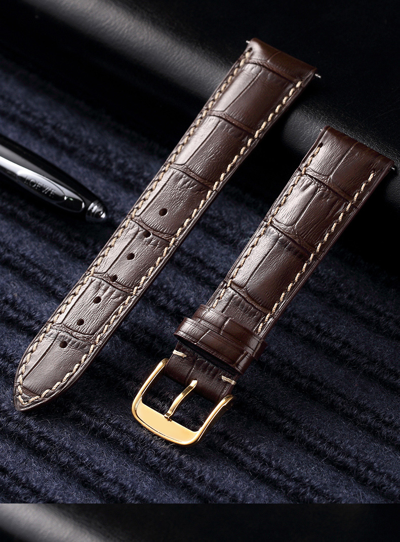 代用原装l2典藏军旗系列蝴蝶扣皮表带20 睿智黑-金色蝴蝶扣 18mm