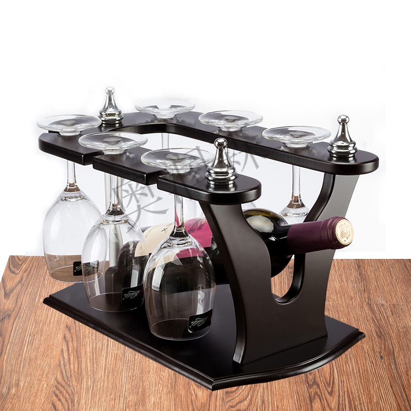 定制红酒架实木红酒架摆件倒挂红酒杯架子酒瓶置物架酒杯展示架酒柜