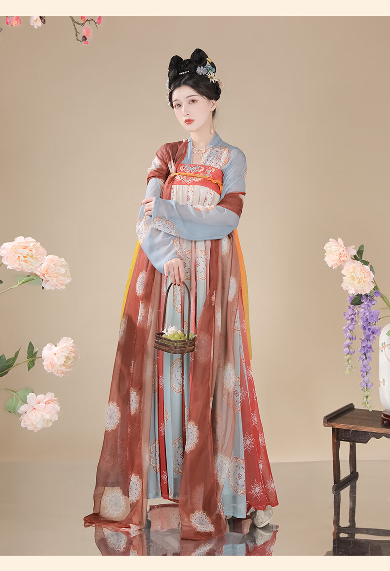 汉虞葵【霓裳】原创汉服女齐胸襦裙唐制复原印花刺绣