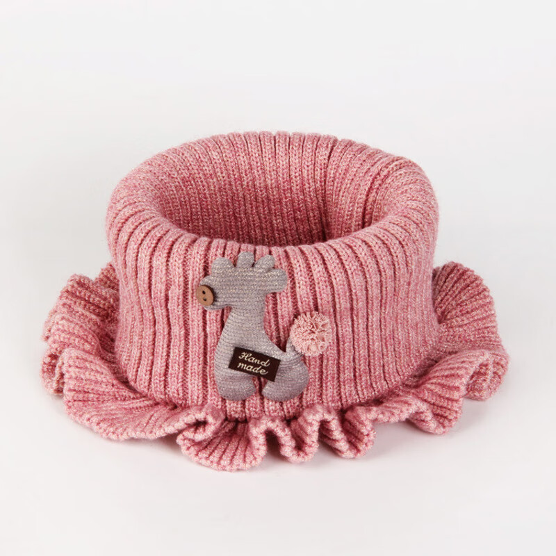 毛线针织宝宝围脖冬季儿童防风脖套男孩女孩围巾保暖舒适儿童脖套 姜